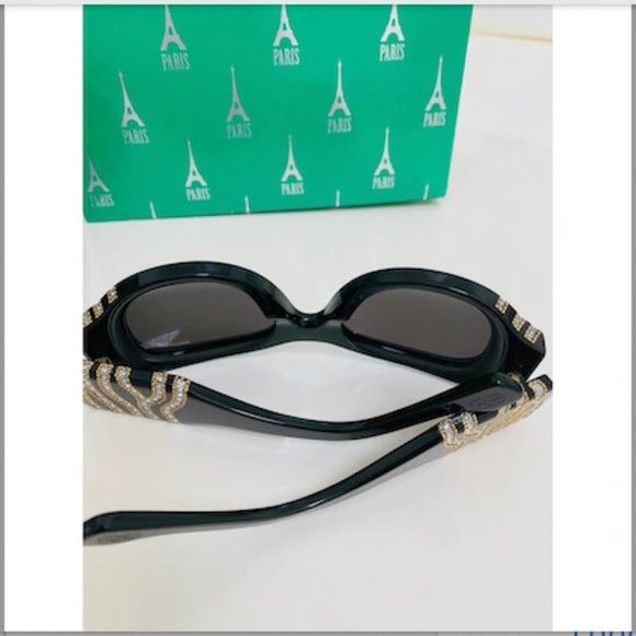 Balenciaga Black sunglasses studded with gold hardware and crystals main image 11